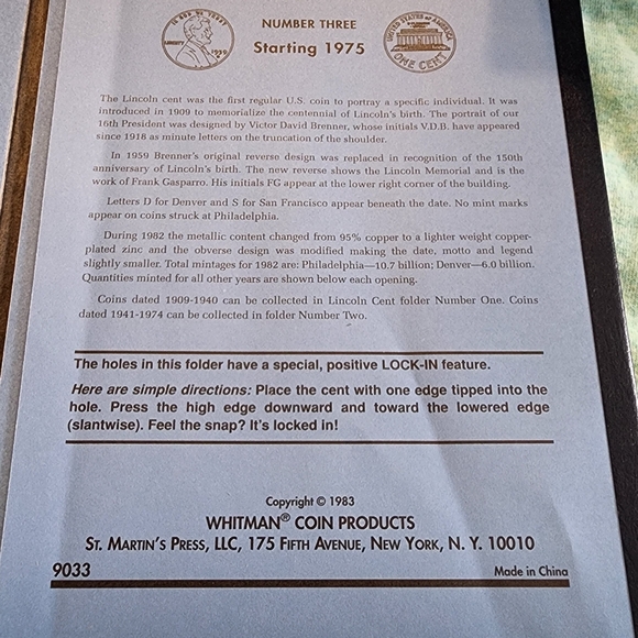 Lincoin Coin Collection Folder - Picture 8 of 9